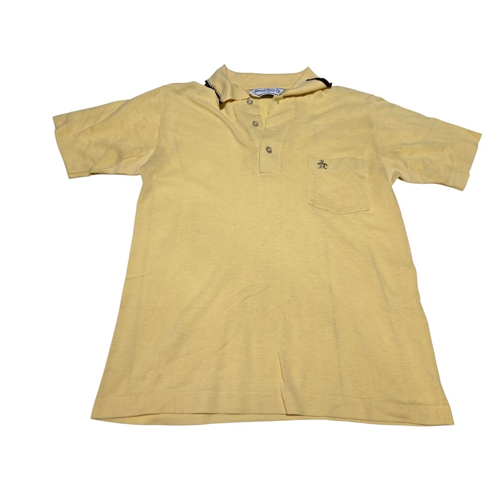 Grand Slam Munsingwear Mens Yellow Pocket‎ Polo Shirt Penguin Logo Size M